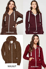 Load image into Gallery viewer, Solid Fleece Zip-up Hoodie Jackets With Pockets: 1-2-2-1(S-M-L-XL) / DUSTY PURPLE

