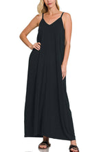 Load image into Gallery viewer, V-neck Cami Maxi Dress With Side Pockets: 1-2-2-1 (S-M-L-XL) / DUSTY TEAL

