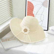 Load image into Gallery viewer, Big Sunflower Trim Floppy Hat: Natural
