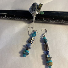 Load image into Gallery viewer, Asst SS Gemstone Wire Wrapped Ring &amp; Earrings Set Ring Sizes in Pics
