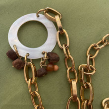Load image into Gallery viewer, Gwen Stefani Goldtone Link Necklace w/ Beads &amp; Mother of Pearl Discs
