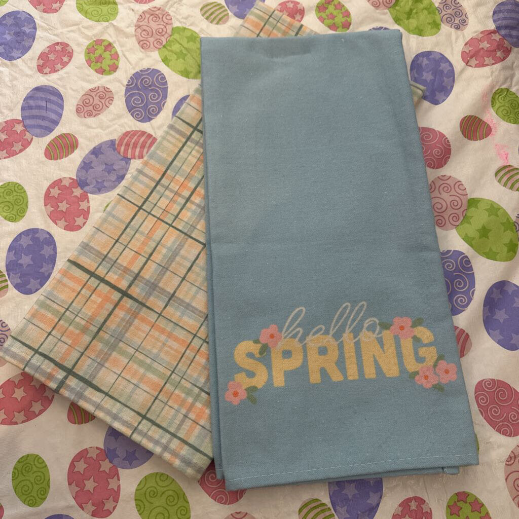 New! Thirty-One S/2 Tea Towels Spring Plaid