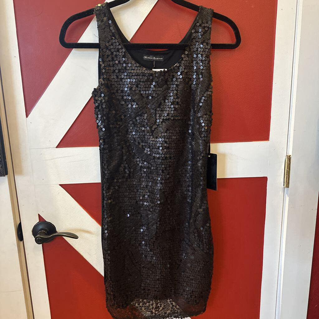 Fashion Instincts Black Multi Sequin Tank Dress Size S