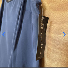 Load image into Gallery viewer, Connected Petite Metallic Neckline Gunmetal Gray Halter Dress Size 4P
