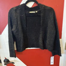Load image into Gallery viewer, NY Collection Black Sequin Open Cardigan Size M
