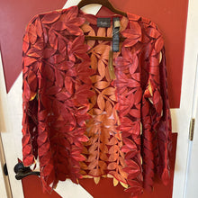 Load image into Gallery viewer, Chico&#39;s Travelers Pleather Leaf Jacket Size PL
