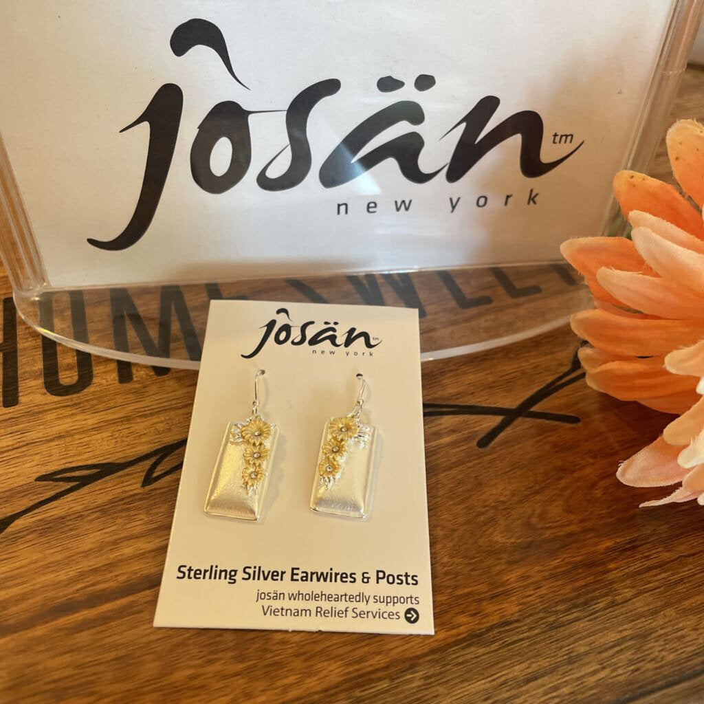 Josan SSW Triple Flowers on Rectangle Earrings