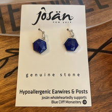 Load image into Gallery viewer, Josan Hypo Platinum Faceted Lapis Hexagon Earrings
