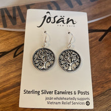 Load image into Gallery viewer, Josan SSW Owl on Tree in Circle Earrings
