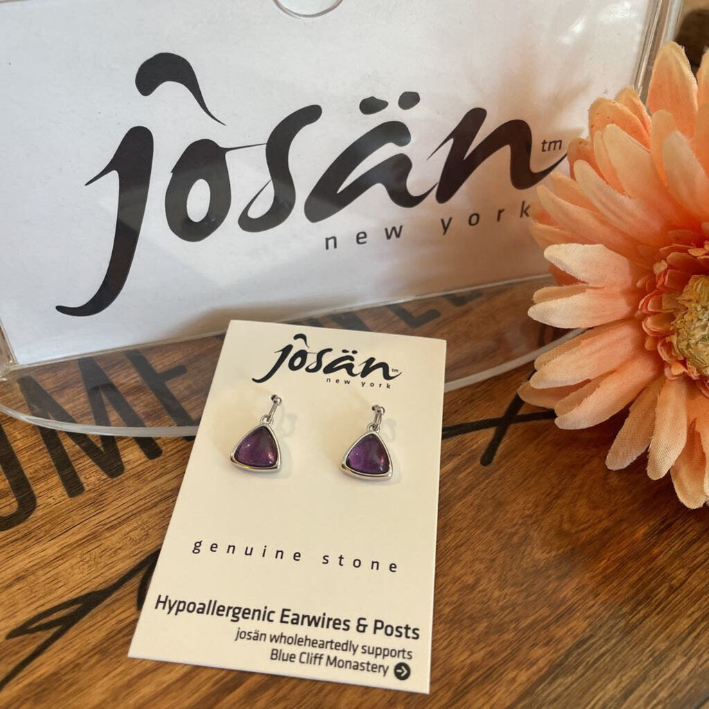 Josan HYPO Platinum Amethyst Crystal Earrings