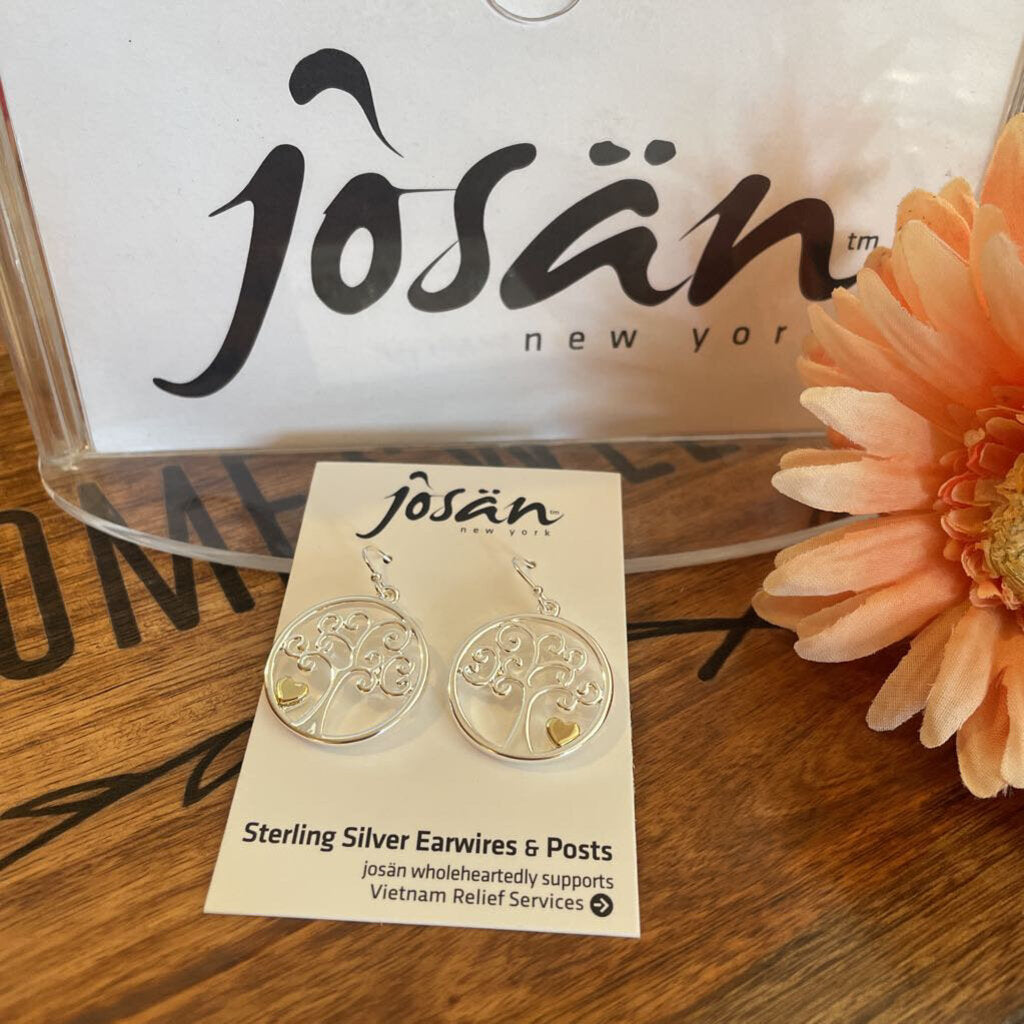 Josan SSW Swirl Tree w/ Golden Heart Earrings