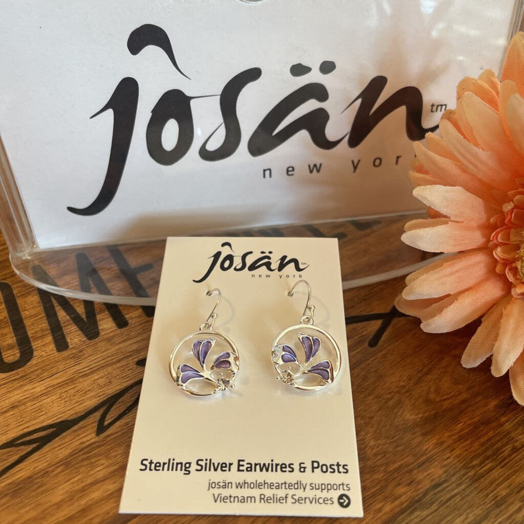 Josan SSW Lavender Flower Crystal Earrings
