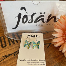 Load image into Gallery viewer, Josan SSW Blue Green Butterfly Earrings
