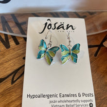 Load image into Gallery viewer, Josan SSW Blue Green Butterfly Earrings
