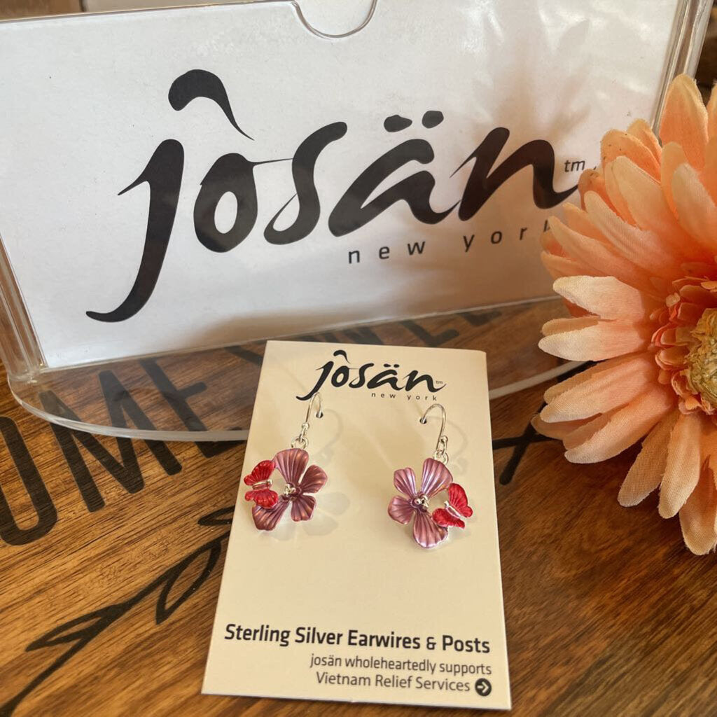 Josan SSW Pink Flower & Butterfly Earrings