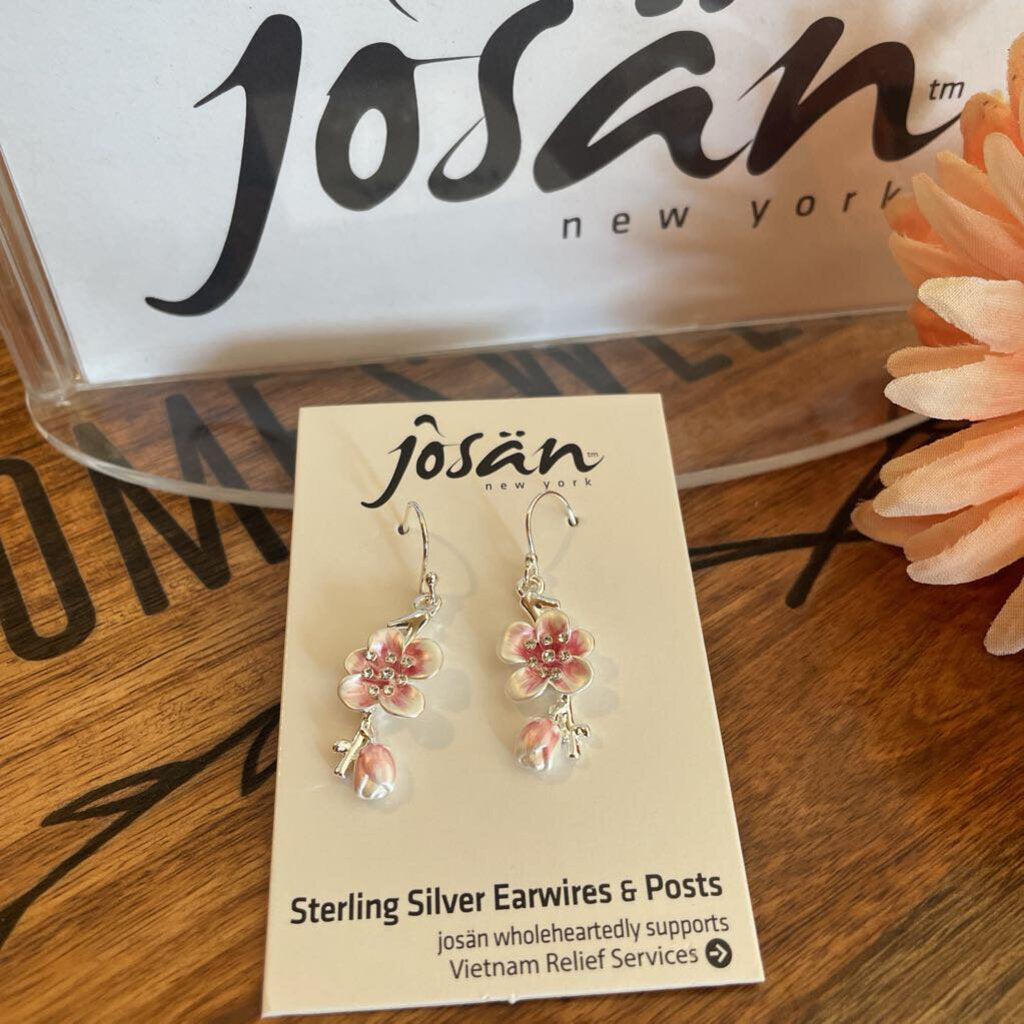 Josan SSW Soft Pink Rose & Bud Earrings