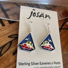 Load image into Gallery viewer, Josan SSW Triangle Red Camper Earrings
