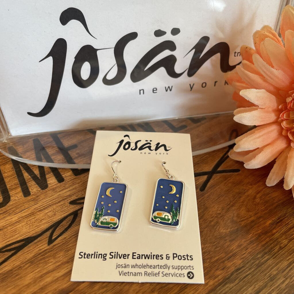 Josan SSW Rect Green Camper & Moon Earrings