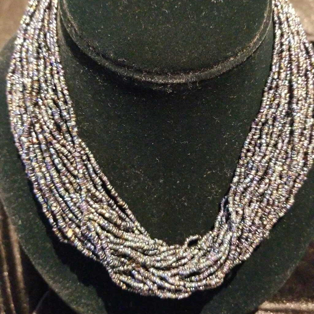 New! Vintage Seed Bead Multi Strand Necklace
