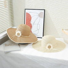 Load image into Gallery viewer, Big Sunflower Trim Floppy Hat: Navy

