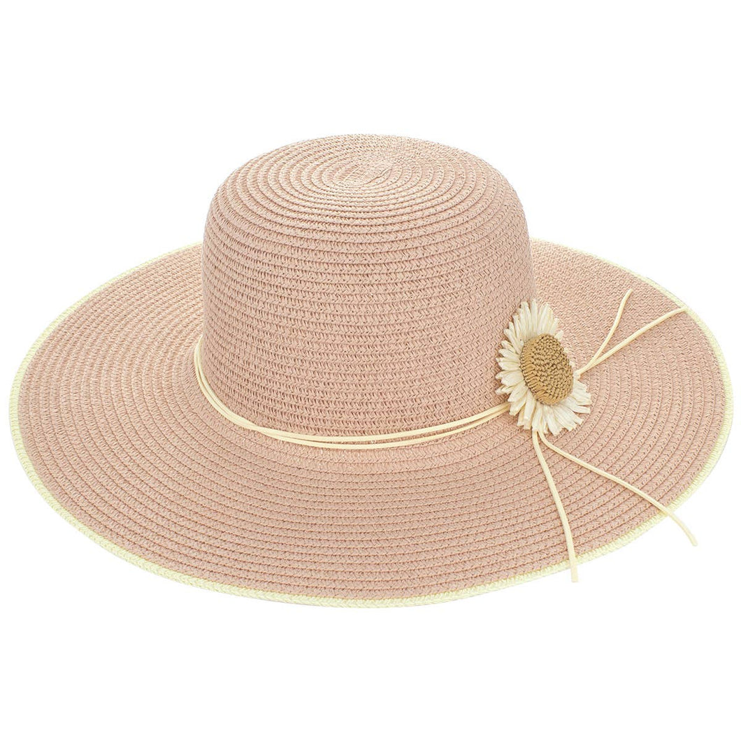 Big Sunflower Trim Floppy Hat: Pink