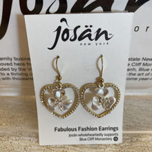 Load image into Gallery viewer, Josan SSW Crystal Trimmed Two Tone Heart &amp; Flowers Earrings
