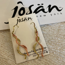 Load image into Gallery viewer, Josan GFW Two Tone Skinny Twisted Dangle w/ Crystals Earrings
