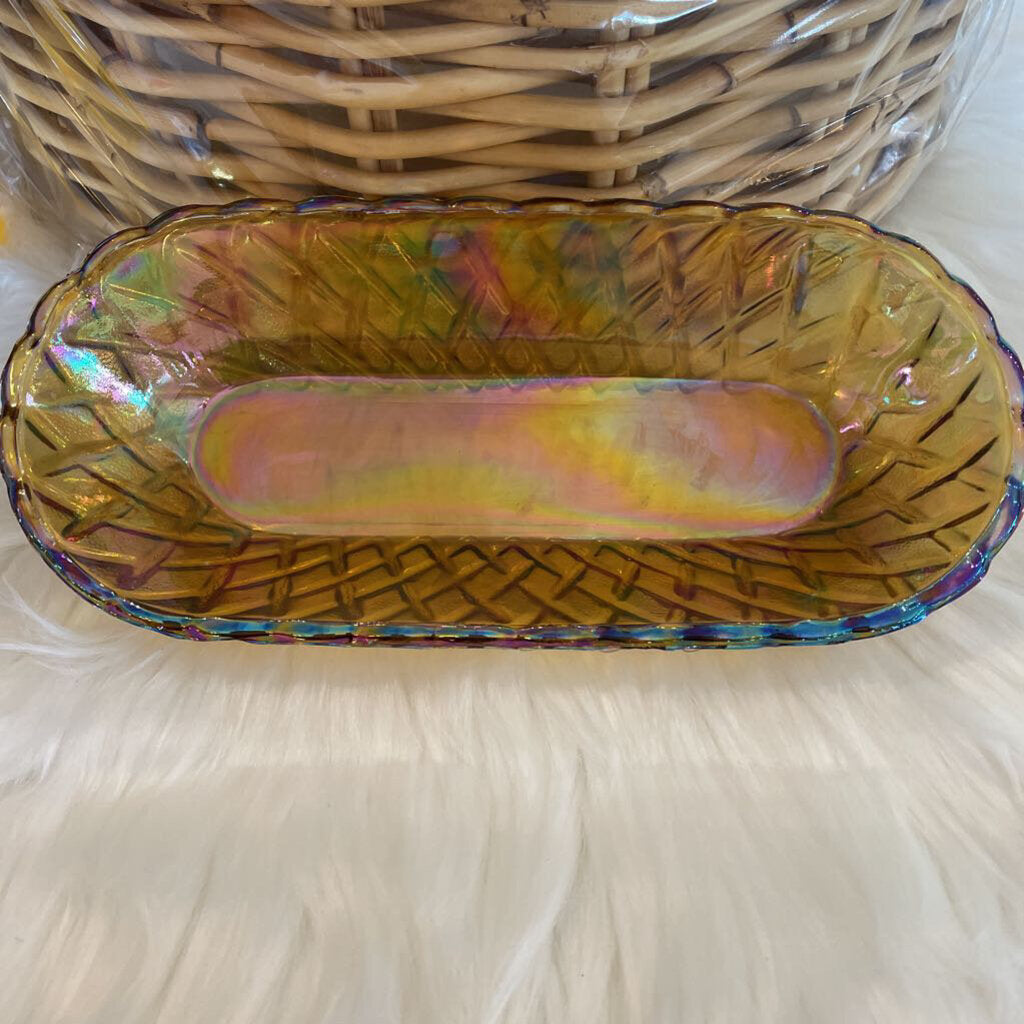 Indiana Glass Marigold Carnival Glass Rectangular Dish