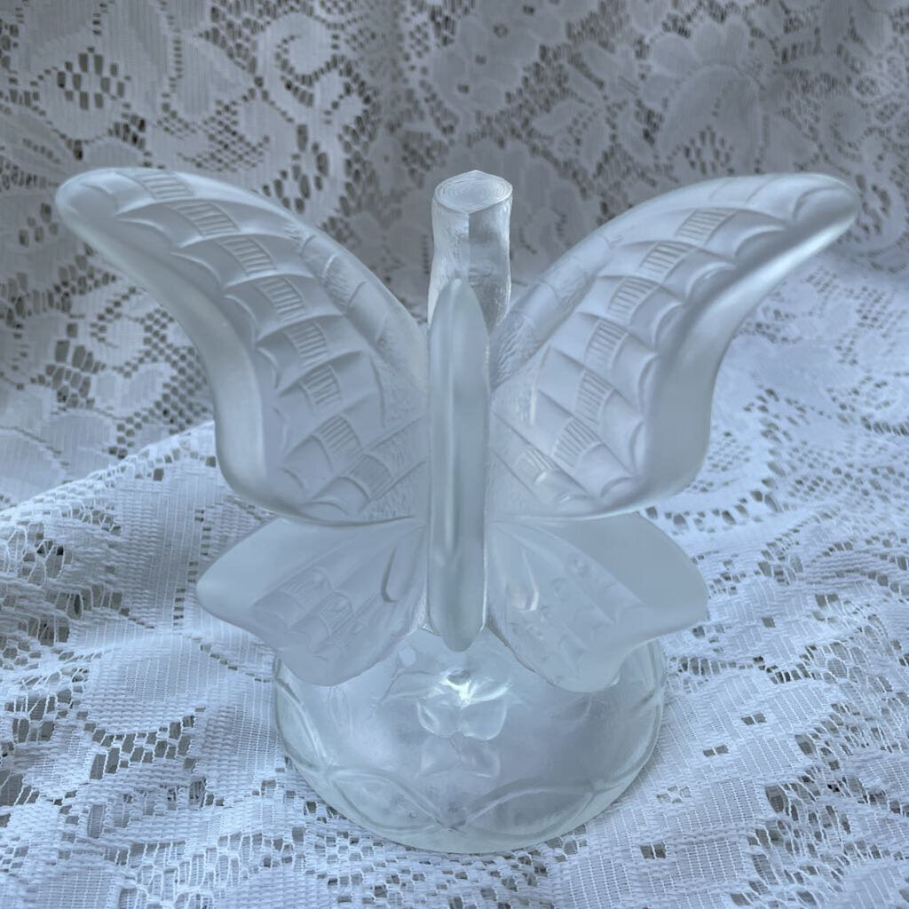 Fenton Frosted Glass Butterfly Ring Holder