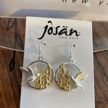 Load image into Gallery viewer, Josan SSW Hummingbird &amp; Flower Earrings
