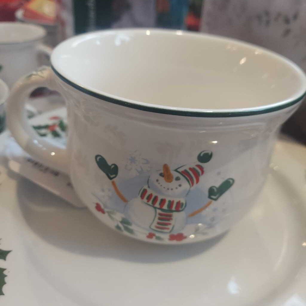 New! Pfaltzgraff Winterberry Snowman Jumbo Soup Mug