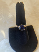 Load image into Gallery viewer, SS Deep Blue Topaz Solitare Ring Size 7
