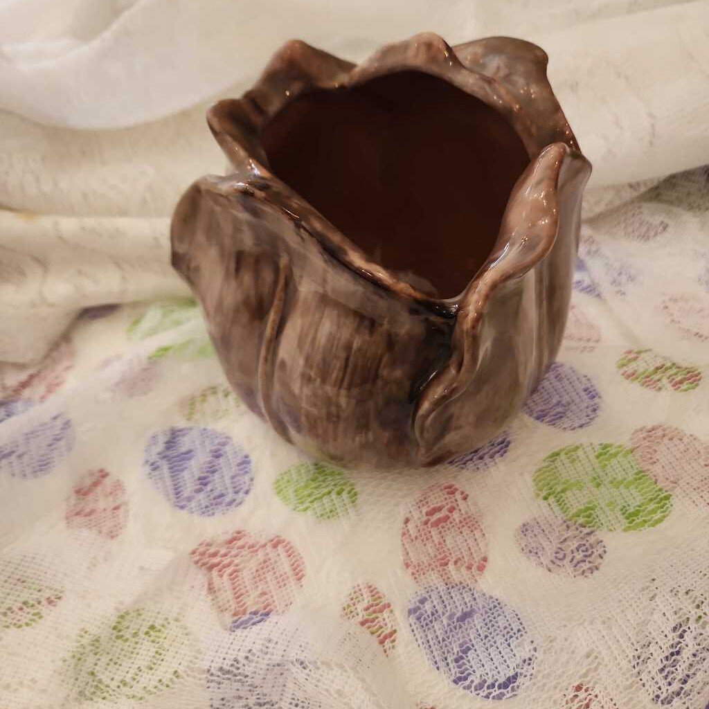 Vintage Stangl Mauve/Brown Tulip Pottery Planter Vase