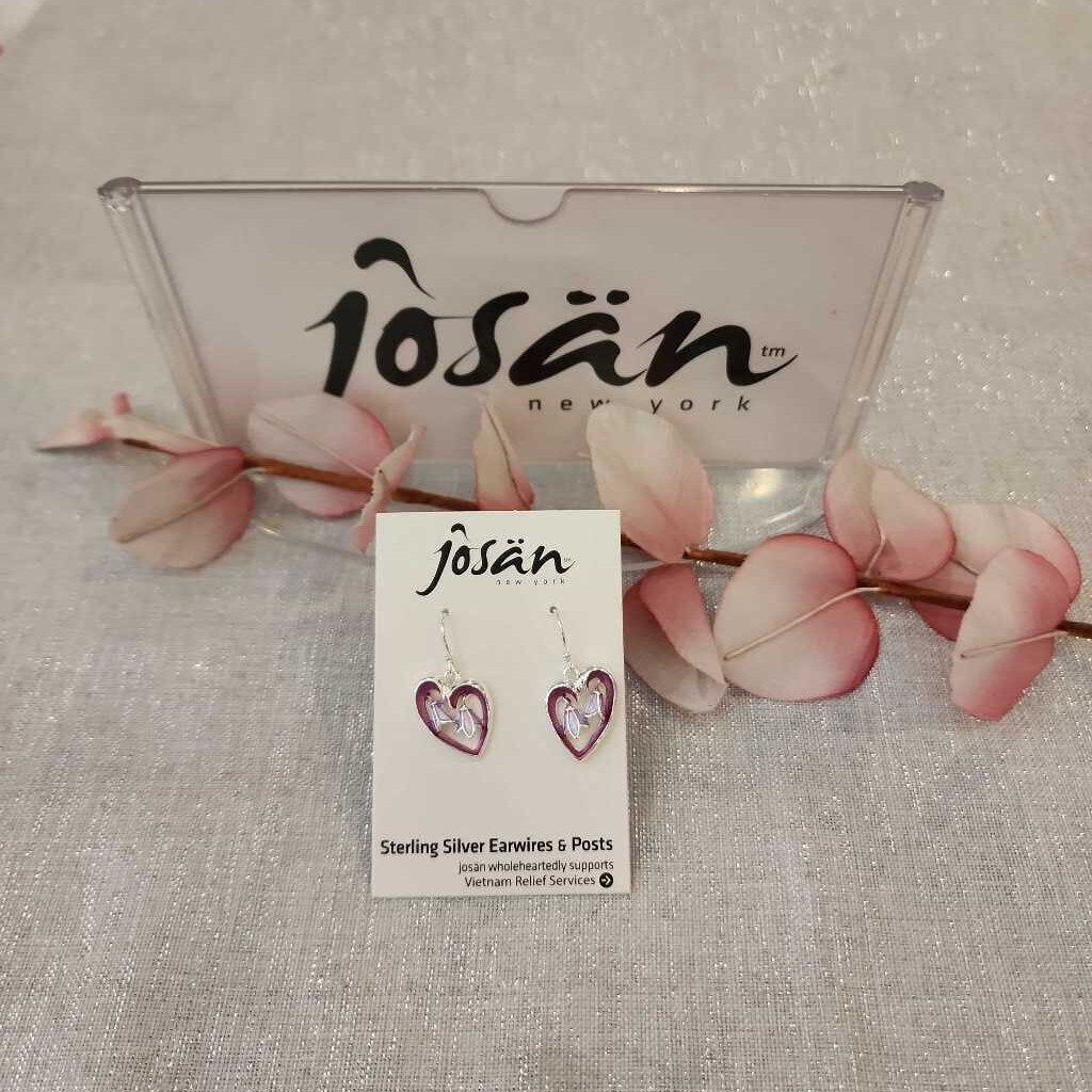 Josan SSW Double Hosta in Heart Earrings