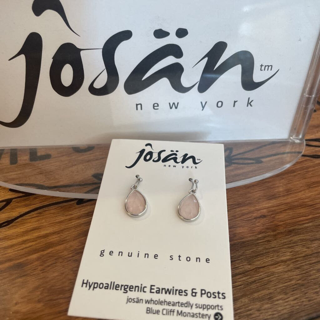 Josan Hypo Platinum Rose Quartz Drop Earrings