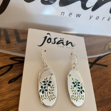 Load image into Gallery viewer, Josan SSW Oval Blue Floral Crystal Earrings
