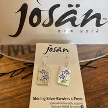 Load image into Gallery viewer, Josan SSW Purple Iris &amp; Crystal Earrings
