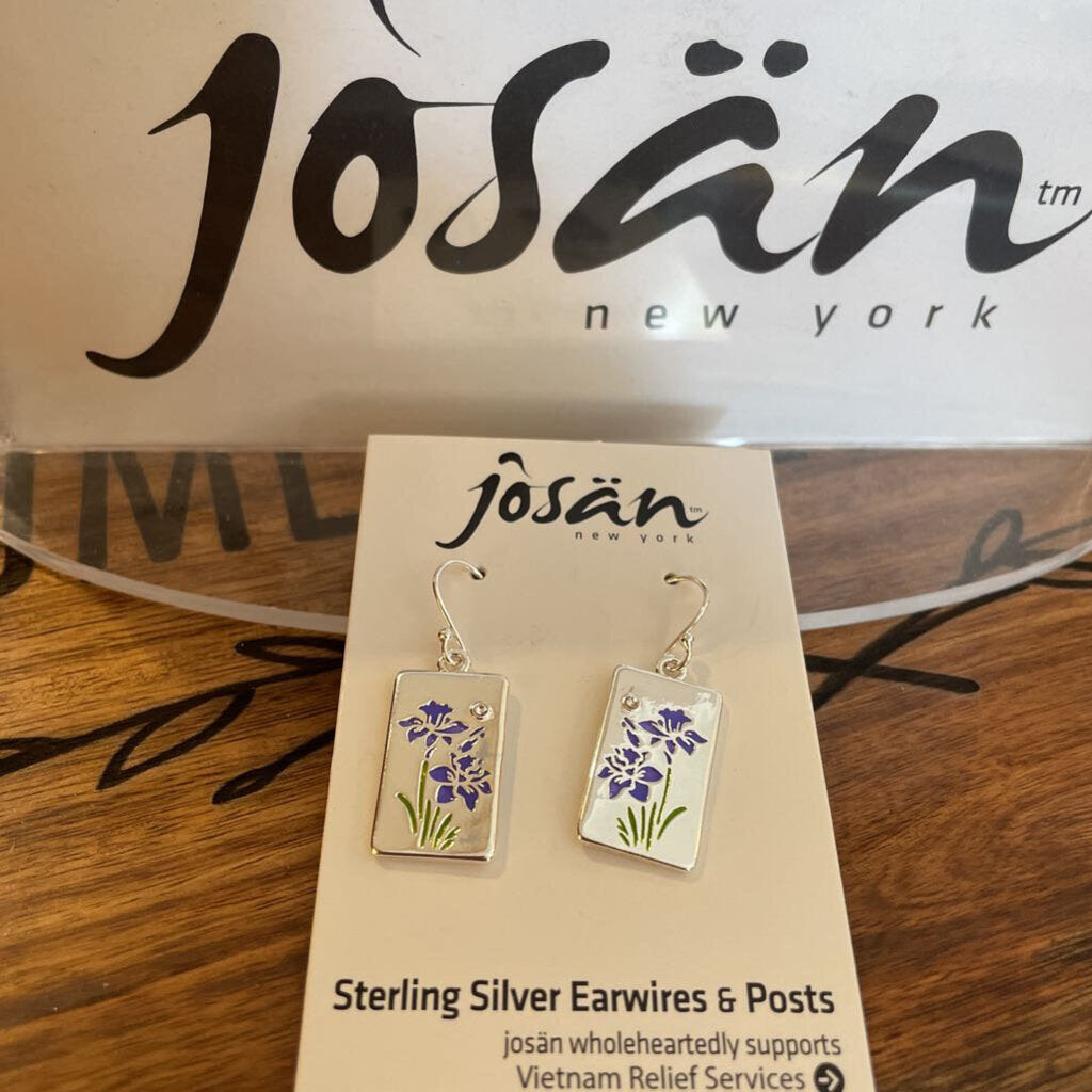 Josan SSW Purple Iris & Crystal Earrings