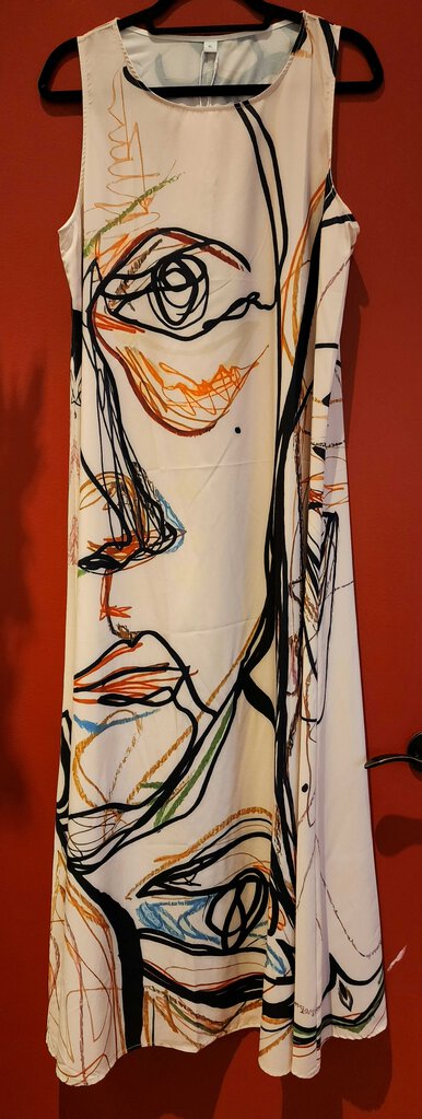 NWT Silky Sleeveless Dress w/ Paint Splash Abstract Design Size XL