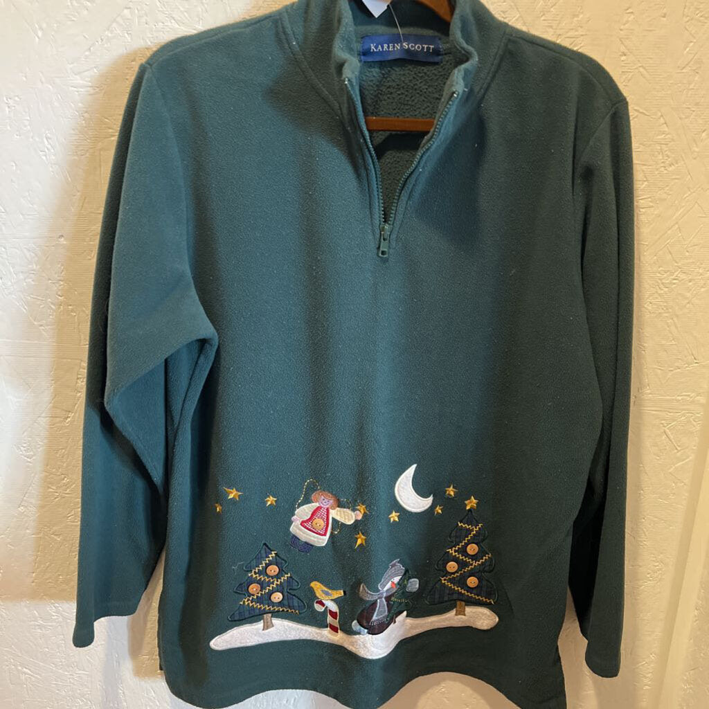 Fleece Holiday Pullover Size L