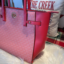 Load image into Gallery viewer, Michael Kors Carmen Logo Coral Leather Large Tote w/ 2 Handles
