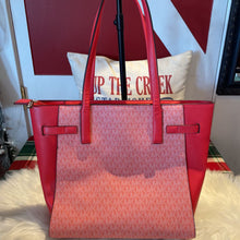 Load image into Gallery viewer, Michael Kors Carmen Logo Coral Leather Large Tote w/ 2 Handles
