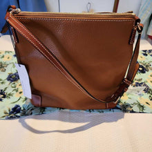 Load image into Gallery viewer, NWT Dooney &amp; Bourke Caramel Pebbled Leather Crossbody w/ Long Removeable Strap
