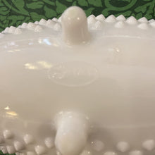 Load image into Gallery viewer, Vintage Fenton Milk Glass Hobnail Footed Oval Candy Dish
