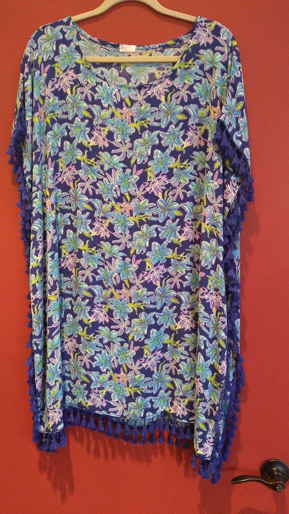 SALE - Maui Tassels Cover Up Blue Floral Extra Flirty