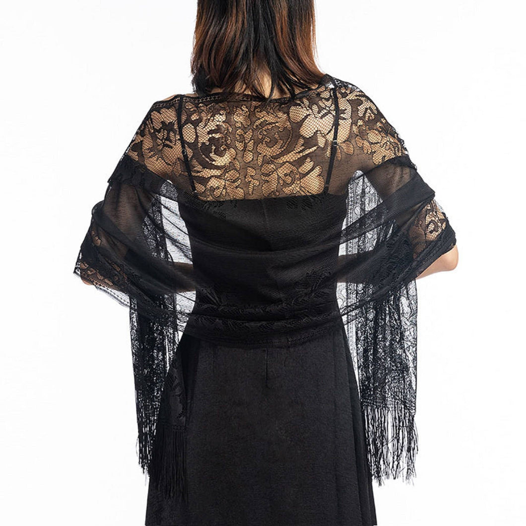 Lace Wedding Wraps, Evening Shawl - Cover ups - Black